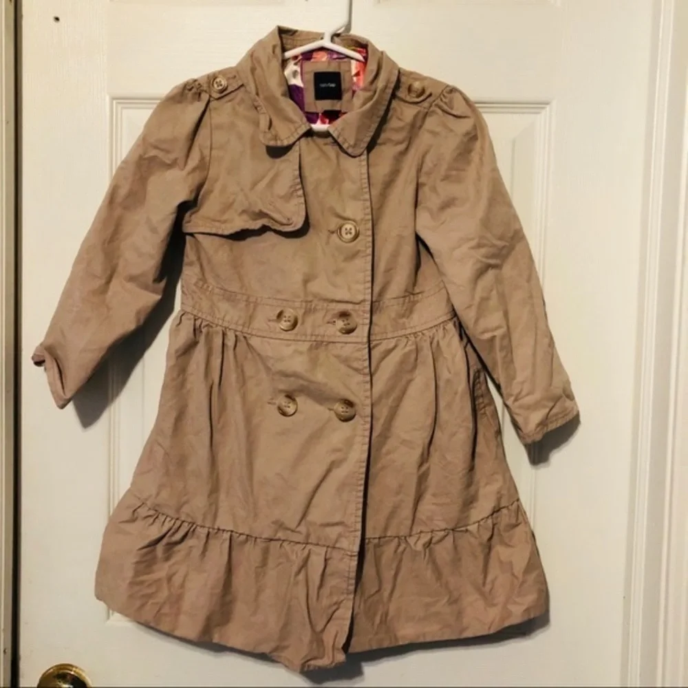 GAP Blush pink ruffle cotton pea coat size 5T